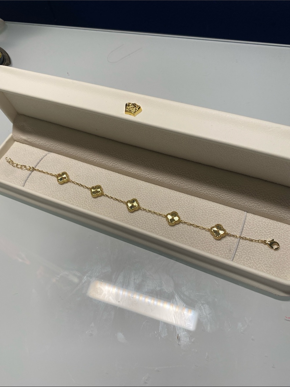 18k plated Gold Floral Link Bracelet - Women Jewelry